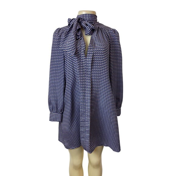 CeCe By Cynthia Steffe Womens Patterned Bow Tie Neck Dress Size 2 - Picture 1 of 8